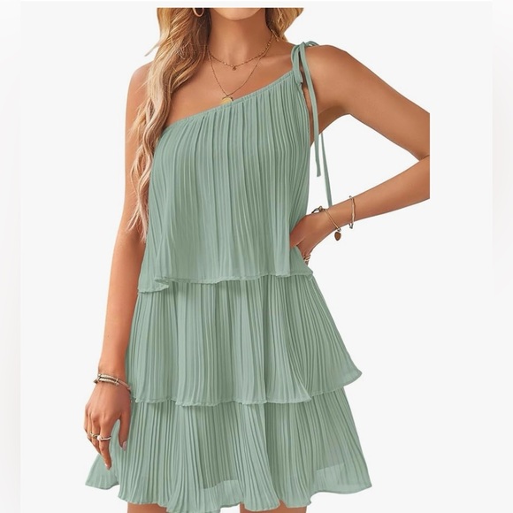 Amazon Dresses & Skirts - Elegant Mint Green Pleated Dress NWT